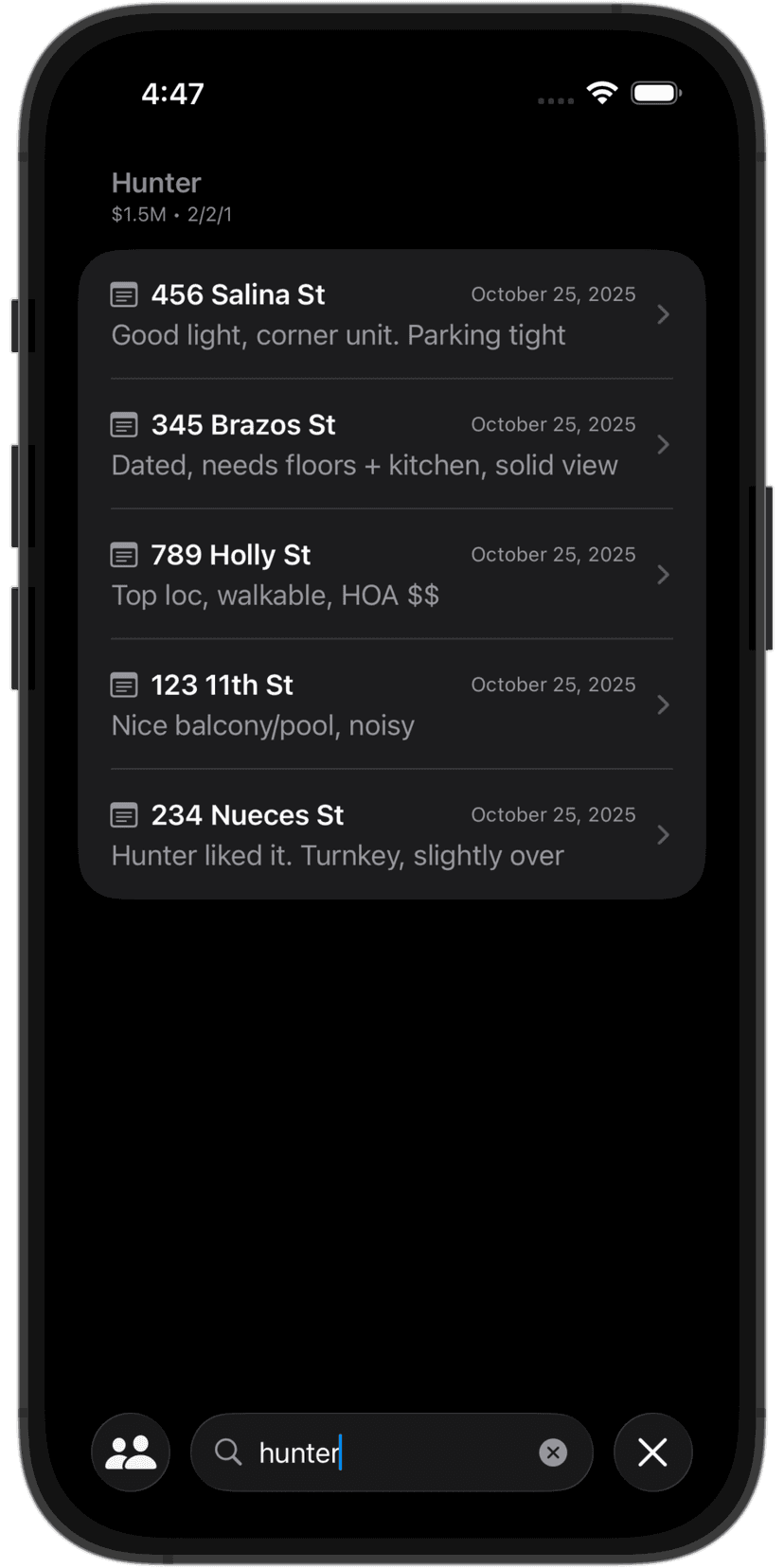 Advanced Search & Notes Screenshot